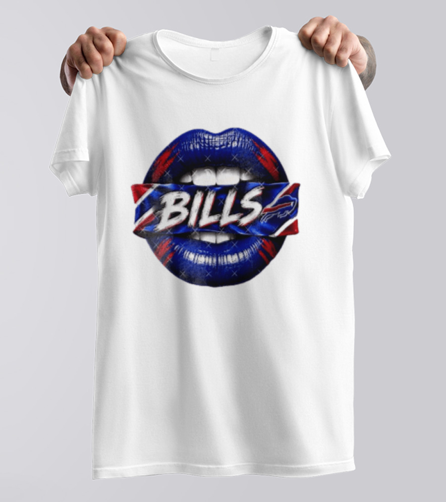 Buffalo Bills Blue Red Lips Banner With Bills Team T-Shirt