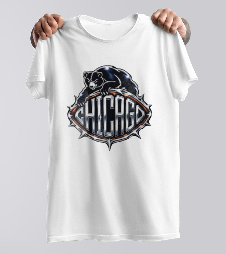 Chicago Bears Black Bear Crouching Over T-Shirt