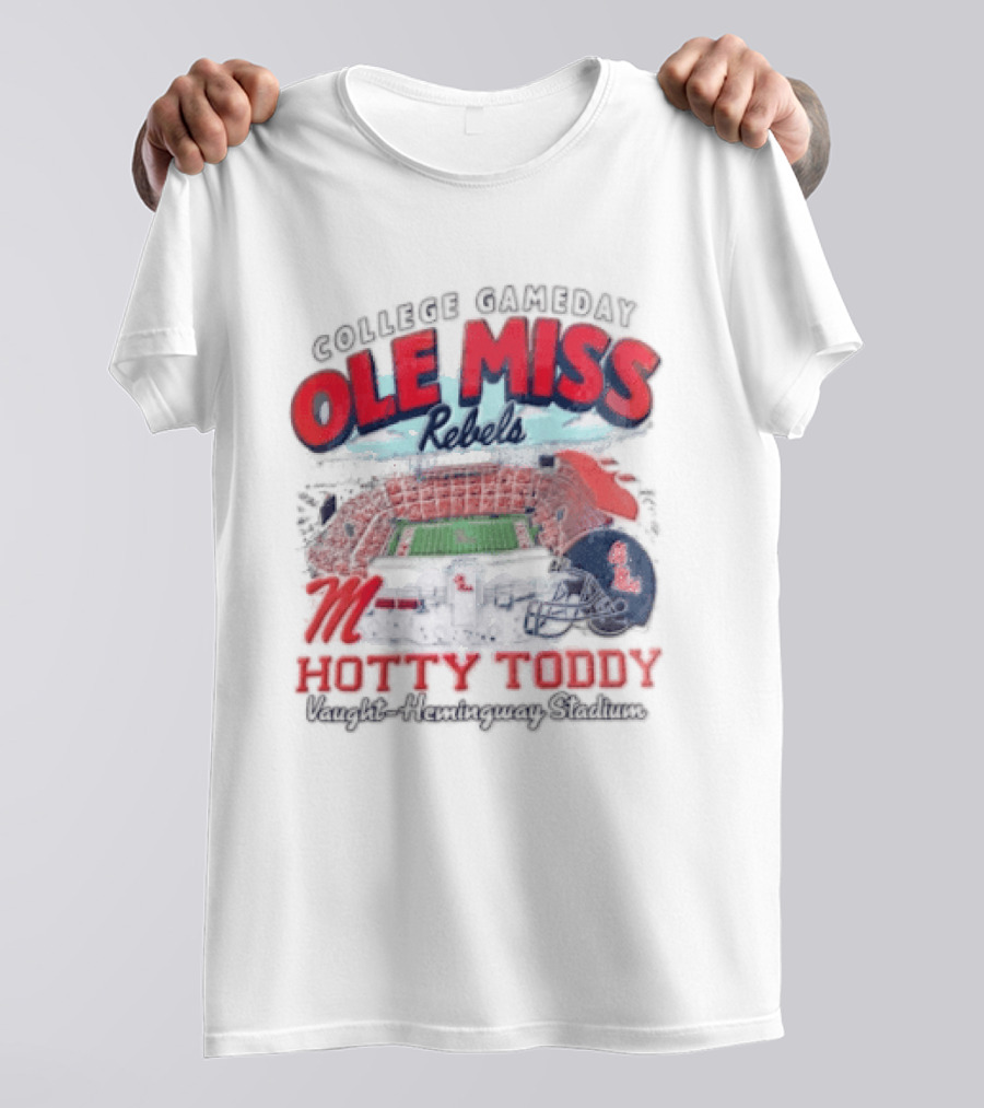 College Gameday Ole Miss Rebels Hotty Toddy Football Stadium Helmet T-Shirt