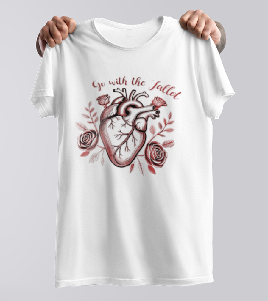 Go With The Fallot Anatomical Heart Rose Surround T-Shirt