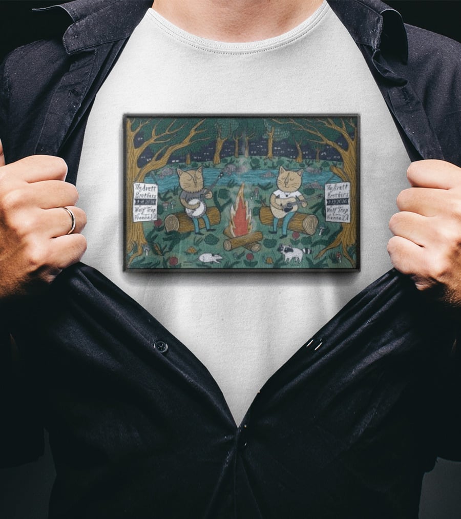 The Avett Brothers Vienna VA Tour 9 18 2026 Cats Playing Instruments By Campfire T-Shirt
