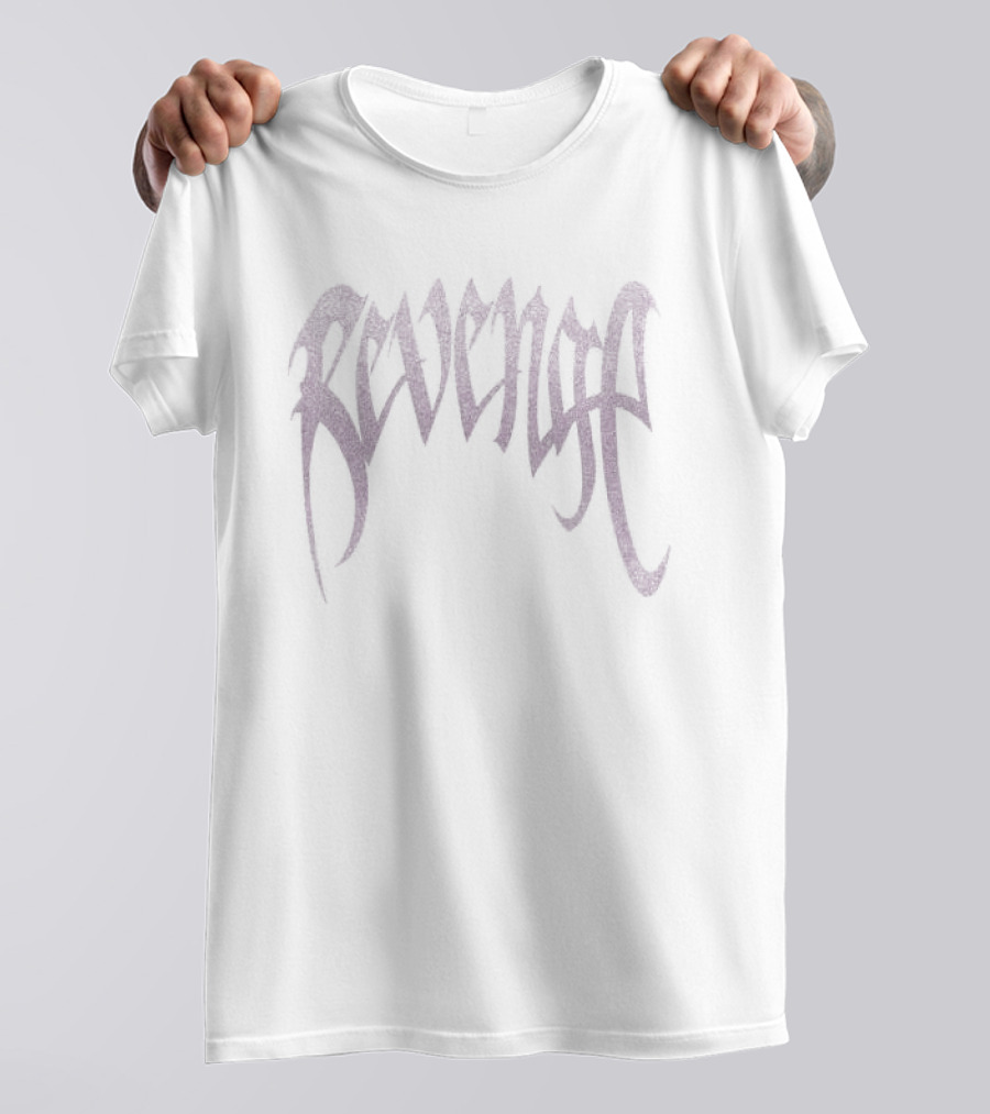 Revenge Store Glitter Arch White Pink Vintage Aesthetic T-Shirt