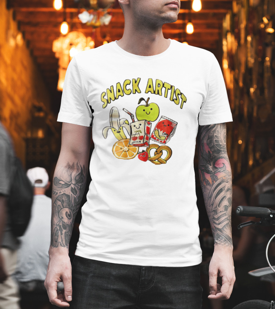 Snacks Juice Banana Apple Chips Pretzel Orange Cartoon T-Shirt