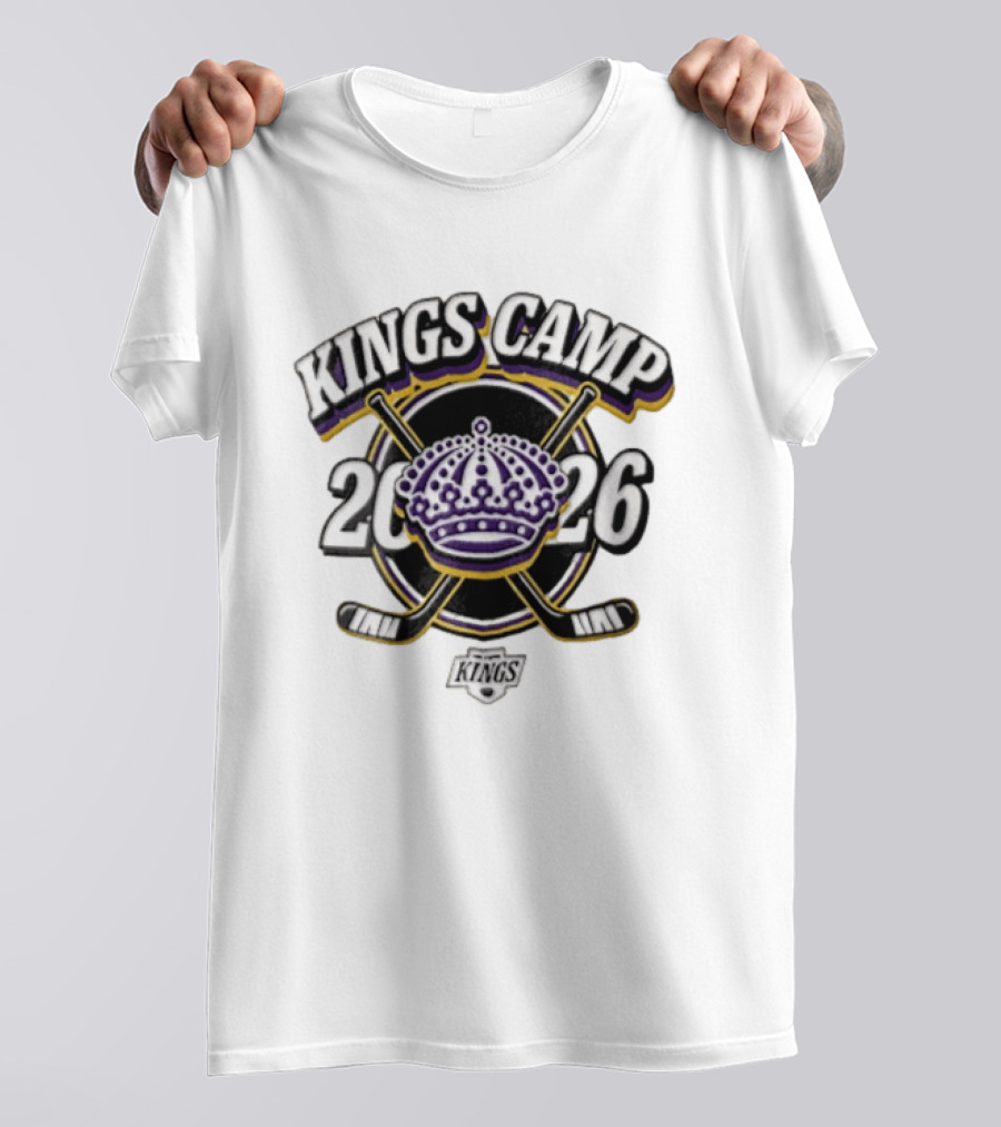 Kings Camp 2026 Los Angeles Crown Crossed Hockey Sticks T-Shirt