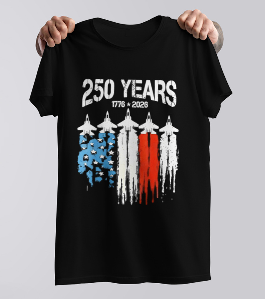 250 Years 1776 2026 Jet Stars And Stripes Anniversary T-Shirt