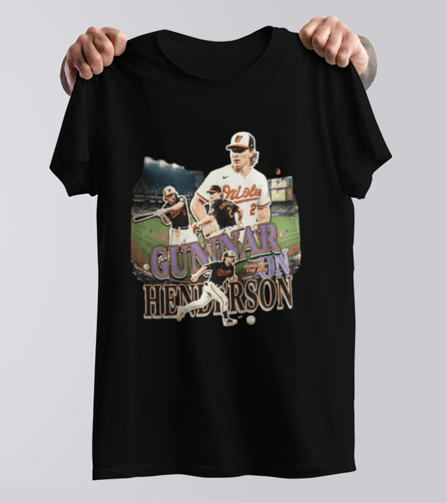 Baltimore Orioles Gunnar Henderson The Gun Baseball Player Action Shots T-Shirt