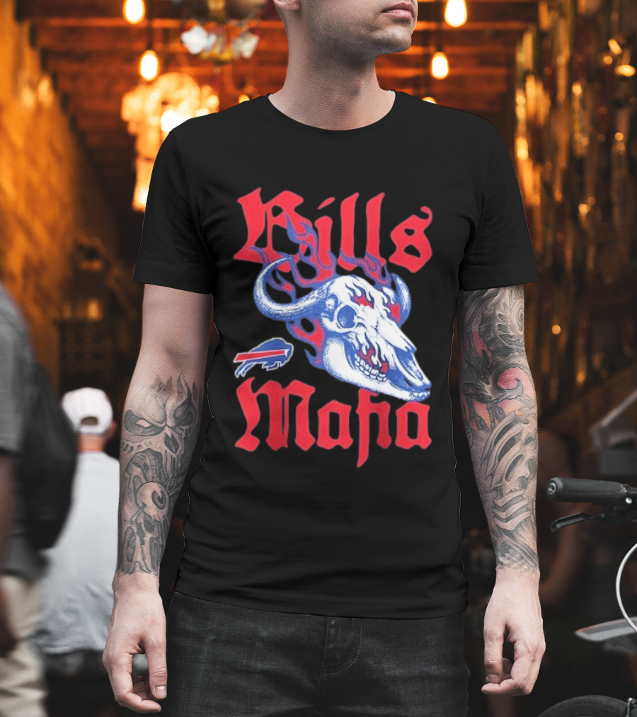 Buffalo Bills Mafia Skull Flames T-Shirt