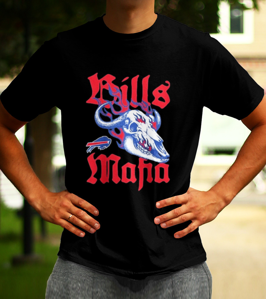 Buffalo Bills Mafia Skull Flames T-Shirt