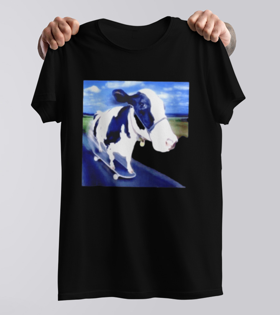 Cow Skateboarding Adventure On Open Road T-Shirt