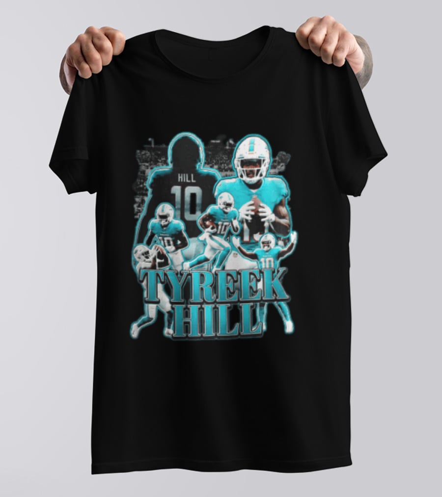 Tyreek Hill Miami Dolphins Football Player Multiple Action Poses T-Shirt