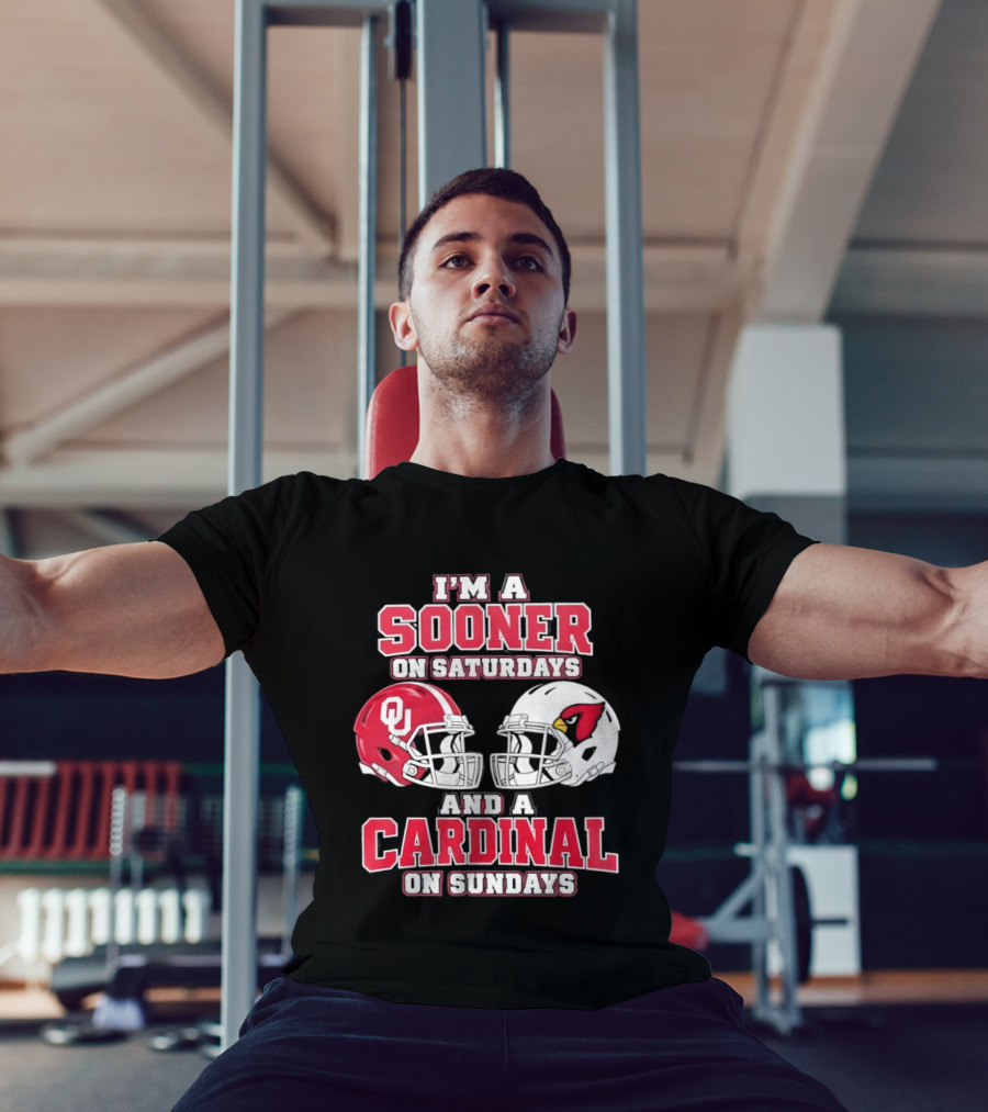 I'm A Sooner On Saturdays And A Cardinal On Sundays Football Helmets T-Shirt