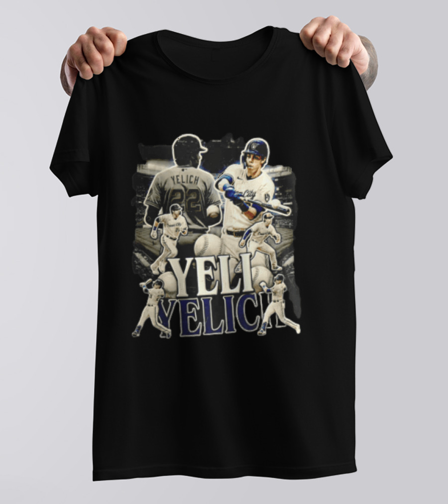 Milwaukee Brewers Yelich Baseball Player Action Poses 22 T-Shirt