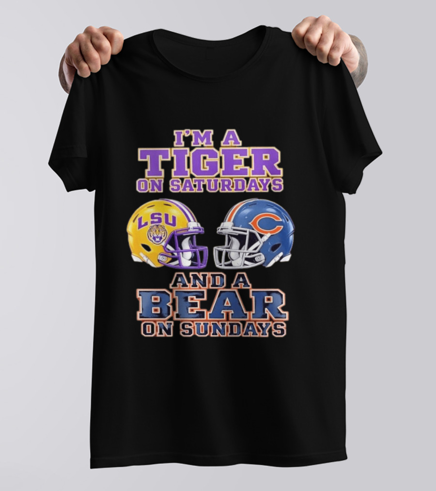 LSU Tigers Saturdays Chicago Bears Sundays Football Fan Gear T-Shirt