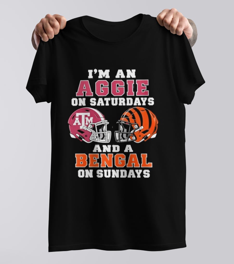 Texas A&M Aggie Saturdays And Cincinnati Bengal Sundays Football Fans T-Shirt