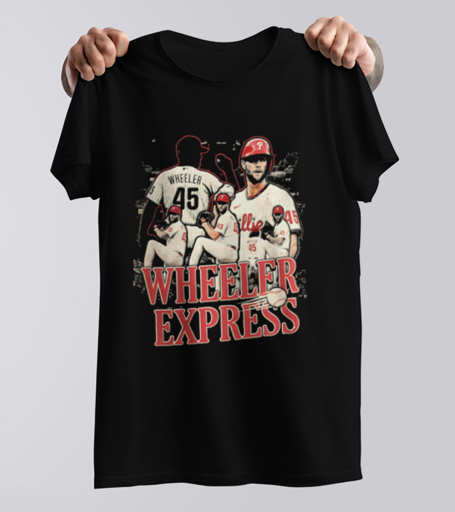 Philadelphia Phillies Wheeler Express 45 Pitching Baseball Collage T-Shirt