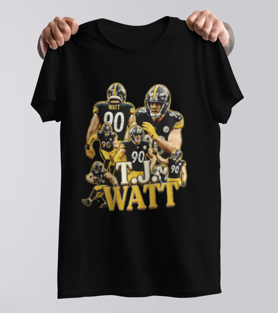 TJ Watt Pittsburgh Steelers 90 Football Action Poses T-Shirt
