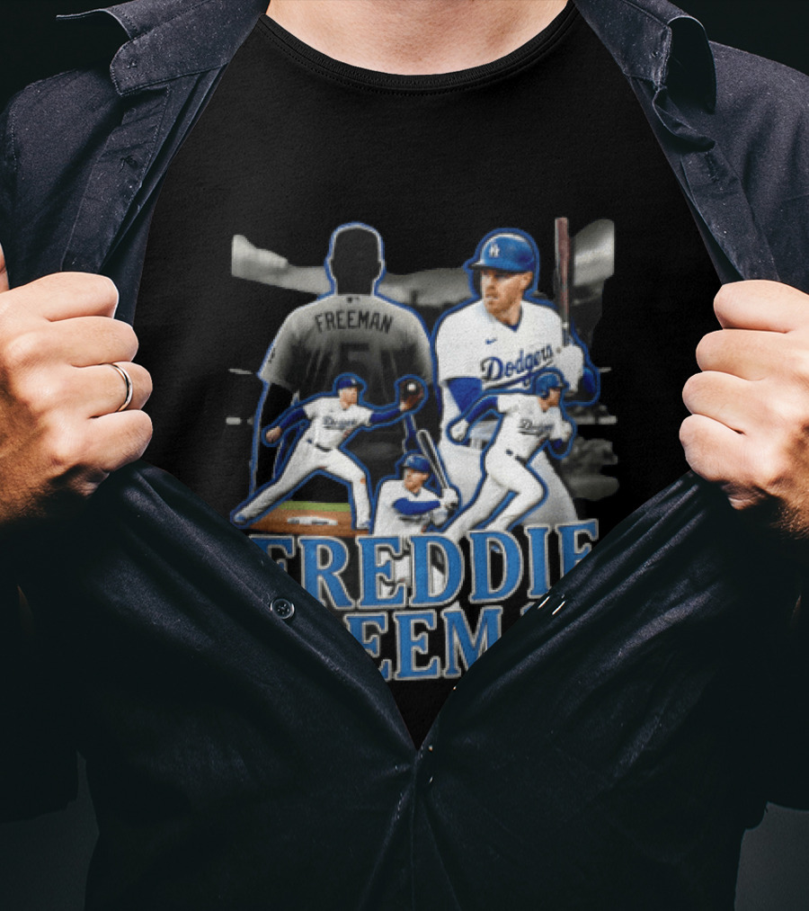 Los Angeles Dodgers Freddie Freeman Baseball Player Action Shots T-Shirt