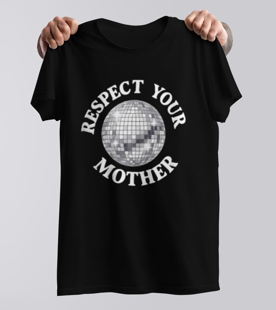 Respect Your Mother Disco Ball Earth White T-Shirt