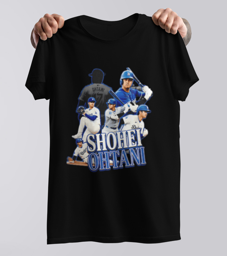 Los Angeles Dodgers Shohei Ohtani Baseball Player Collage T-Shirt