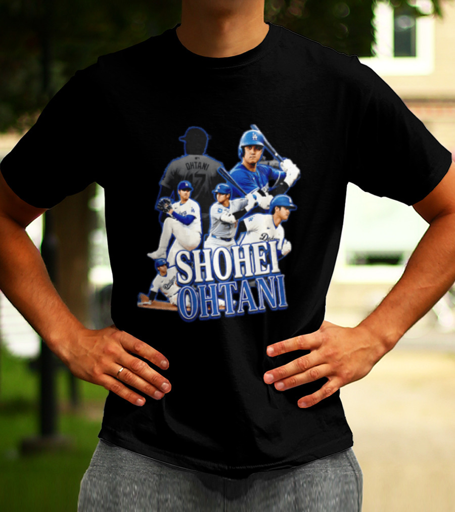 Los Angeles Dodgers Shohei Ohtani Baseball Player Collage T-Shirt