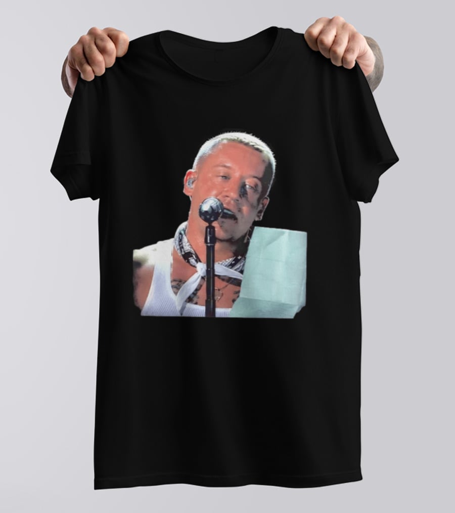 Macklemore White Bandana Performance Look Rapper T-Shirt