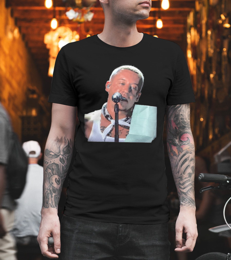Macklemore White Bandana Performance Look Rapper T-Shirt