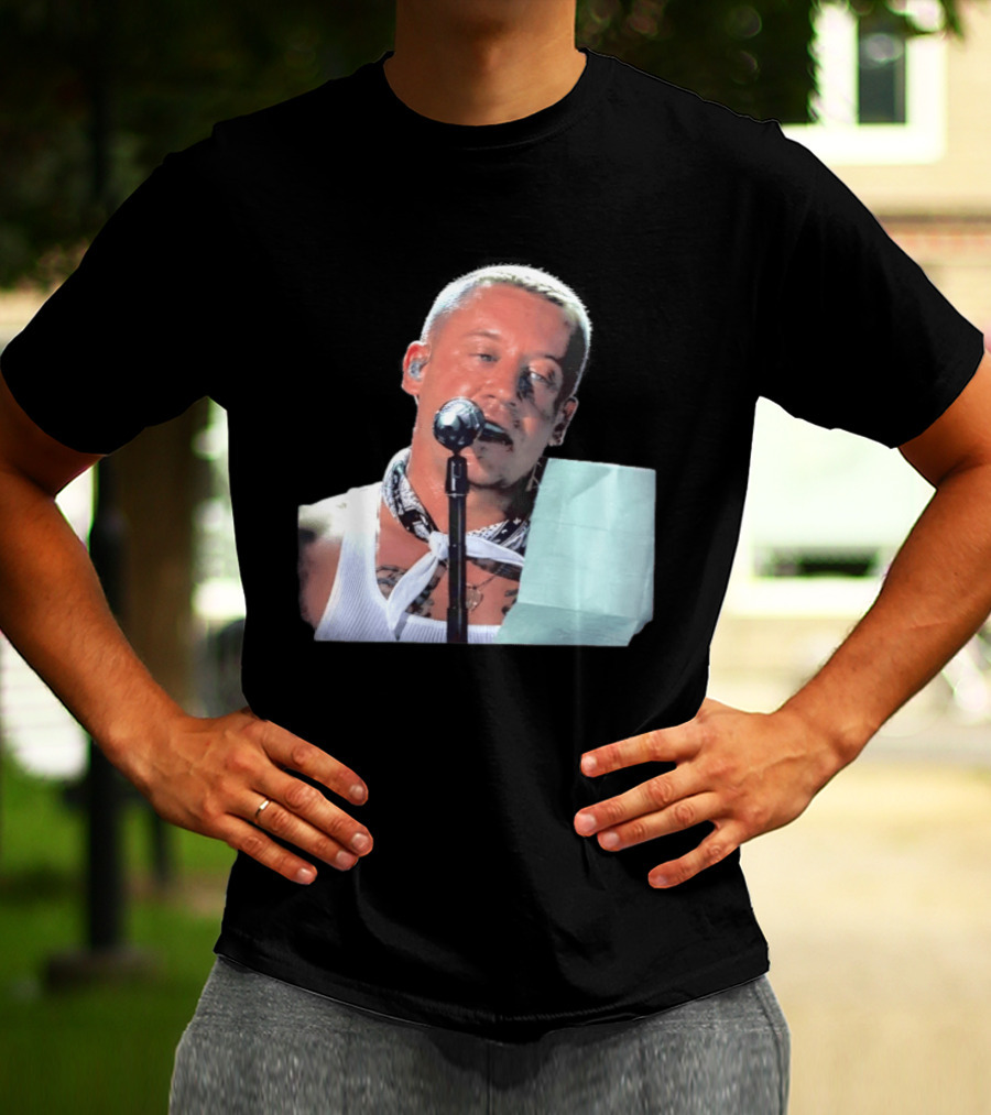 Macklemore White Bandana Performance Look Rapper T-Shirt