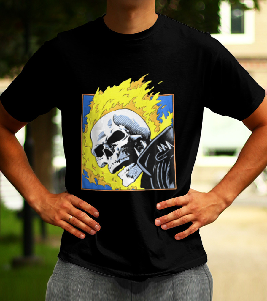 Marvel Ghost Rider Flaming Skull 1976 Comic Cover T-Shirt