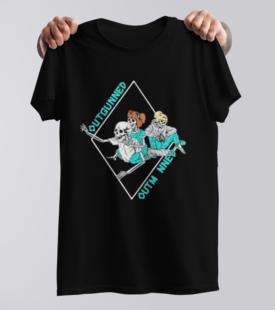 Outgunned Outmanned Skeleton Trio Casual T-Shirt