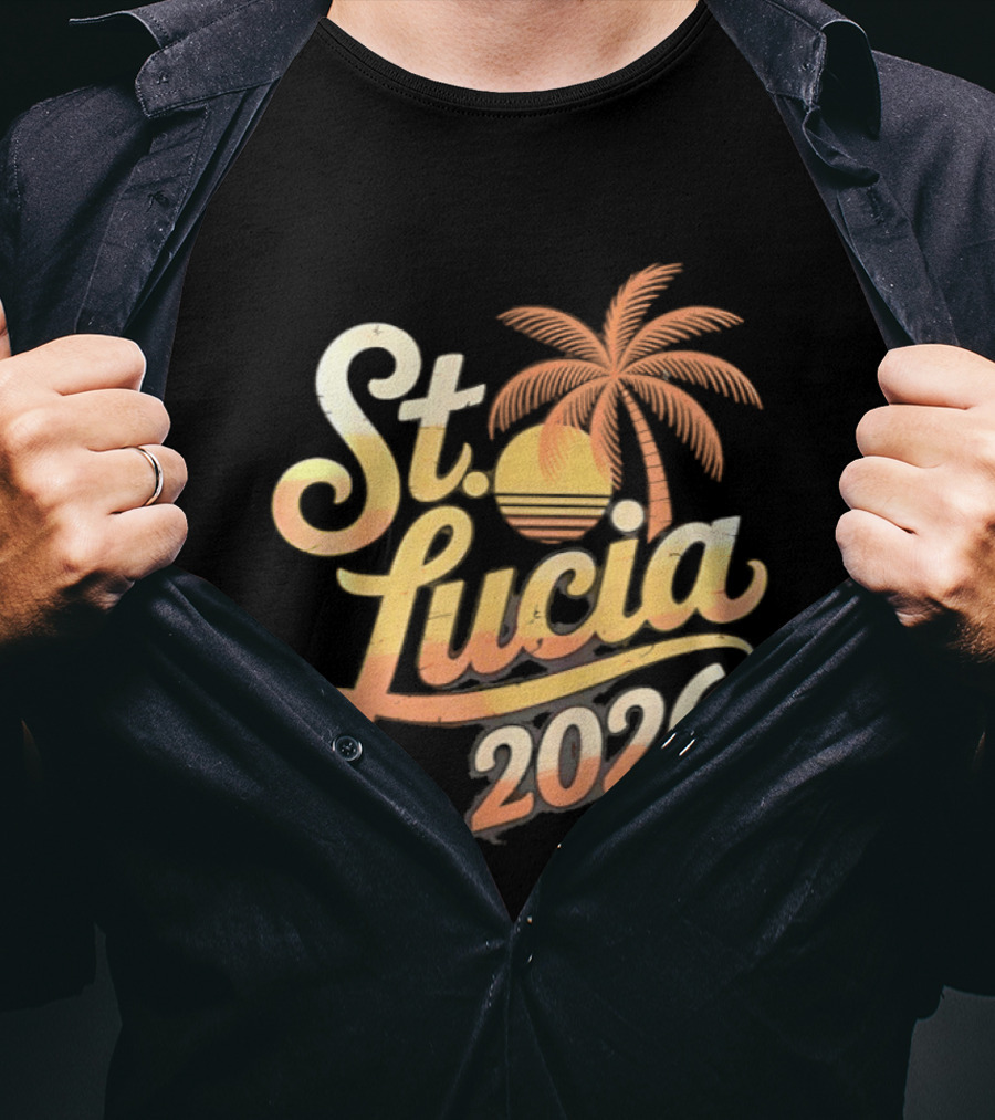 St. Lucia 2026 Palm Tree And Sunset T-Shirt