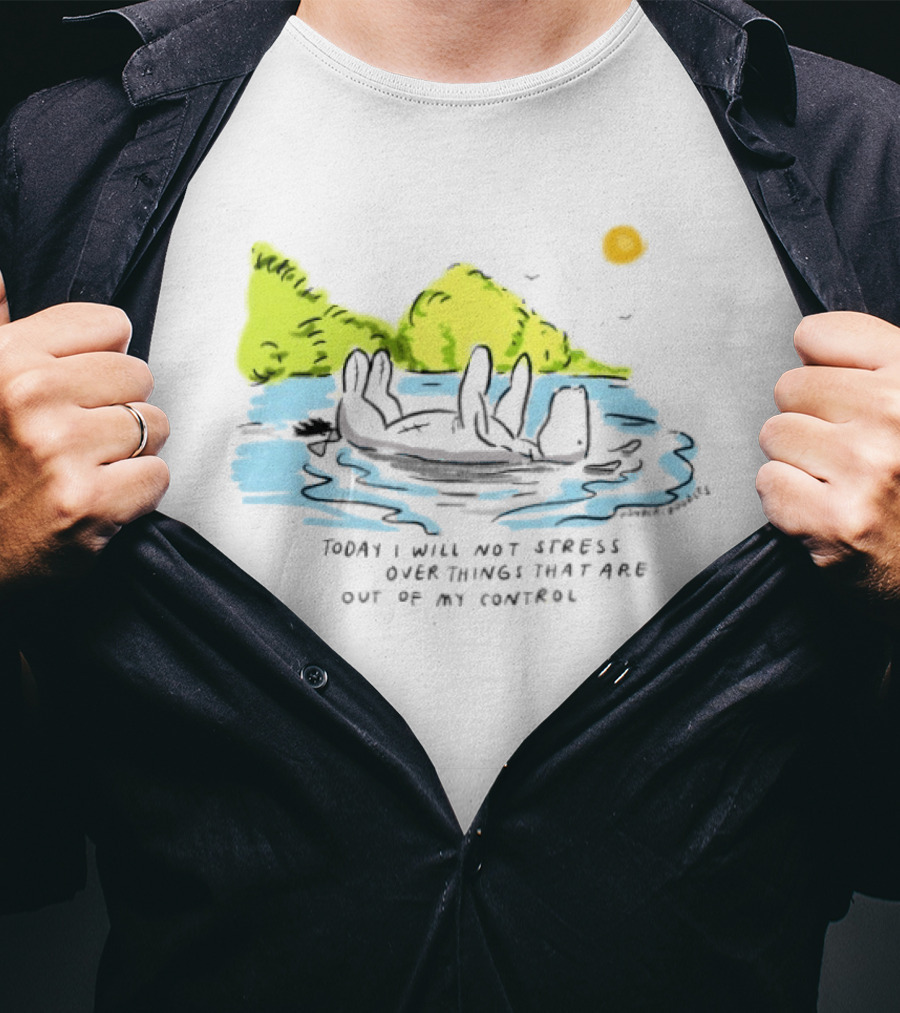 Eeyore Floating Relaxed With Sun Today I Will Not Stress Over Things That Are Out Of My Control T-Shirt