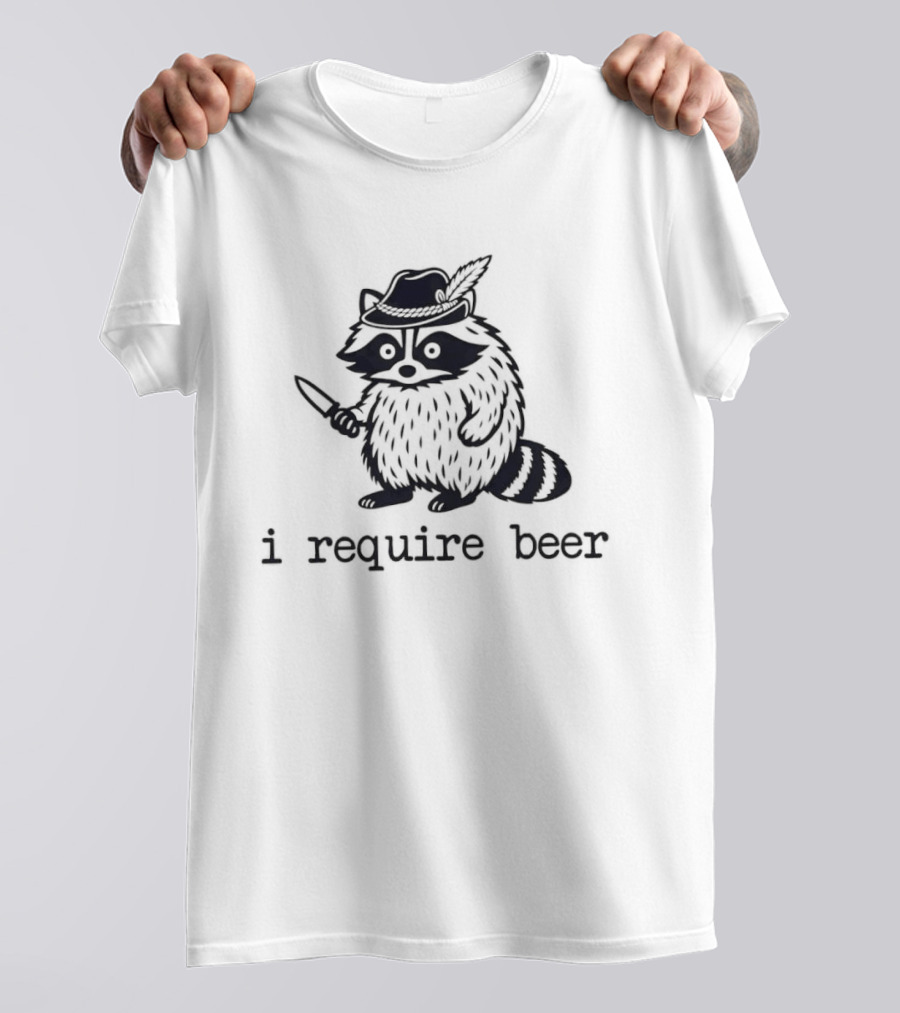 Raccoon With A Knife I Require Beer Animal Hat T-Shirt