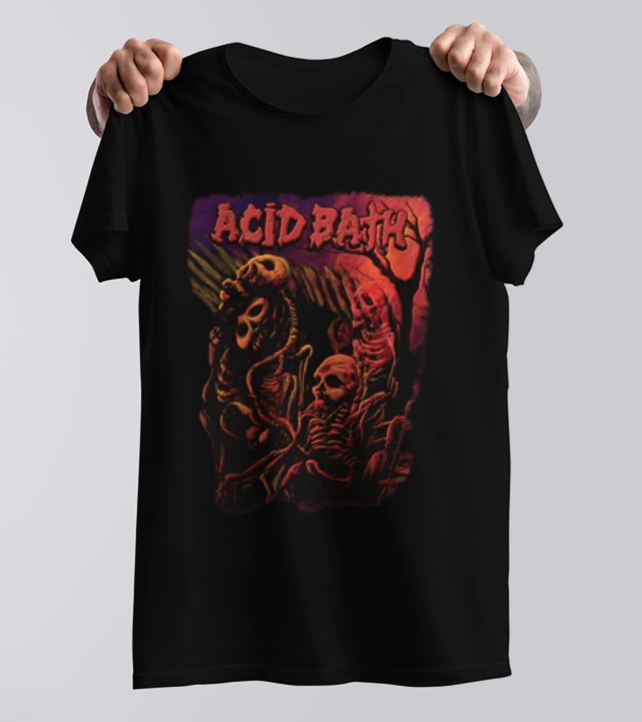 Acid Bath Skeletons And Skulls Allen Jaeger Halloween Horror T-Shirt