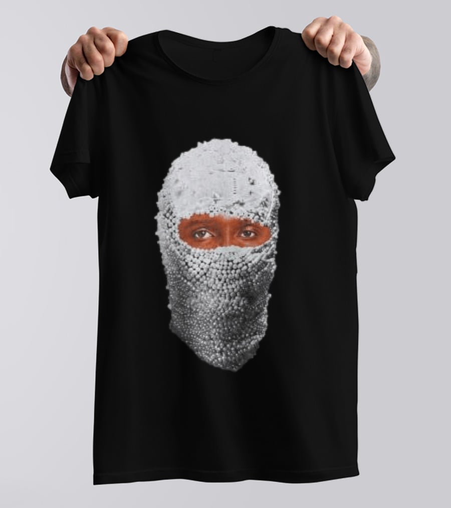 African Boy Store AFB Pearl Mask Eyes Peering Through Beaded T-Shirt
