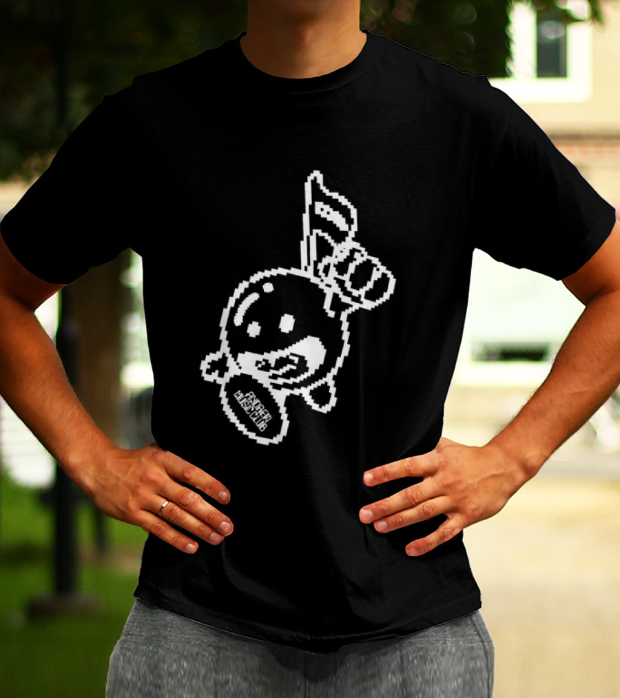 Andrew Miami Store Amc Black Pixel Art Character Holding Flag T-Shirt