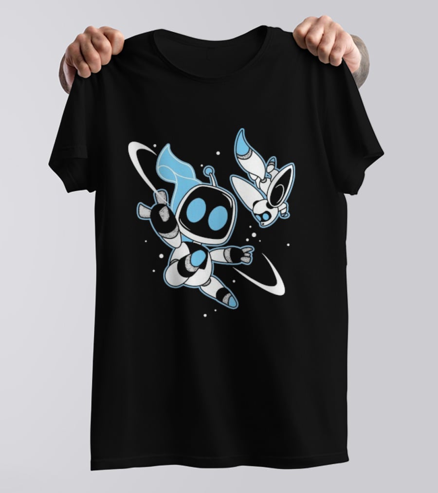 Astro Bot Bots In Space Adventure With Robots Floating In Space T-Shirt