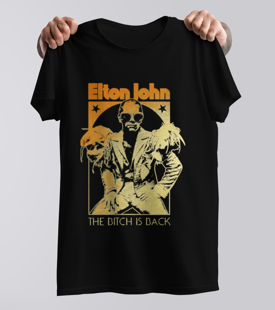 Elton John The Bitch Is Back Retro Style Gold T-Shirt