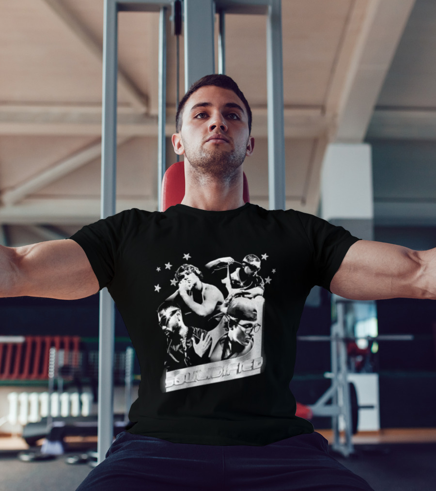 Four Men Stars Solidified Black White T-Shirt