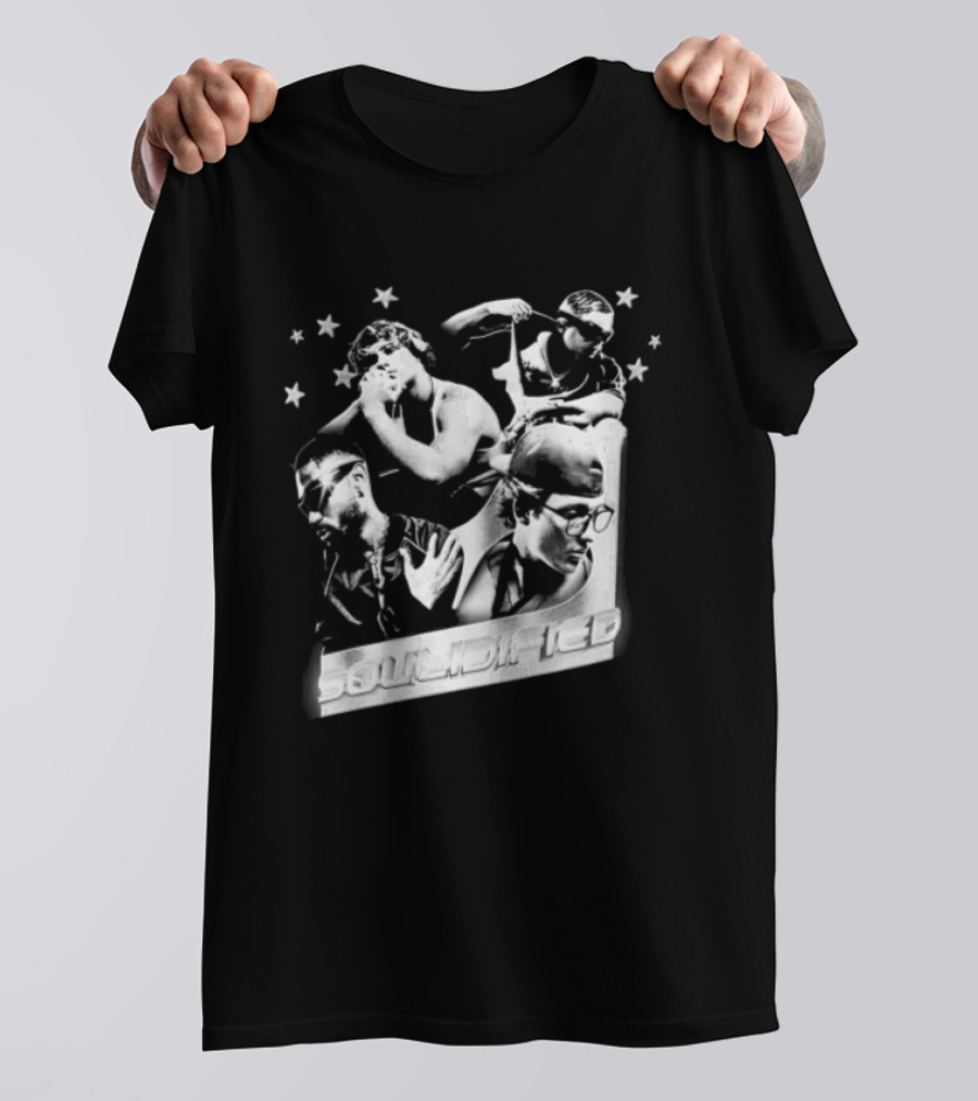 Four Men Stars Solidified Black White T-Shirt