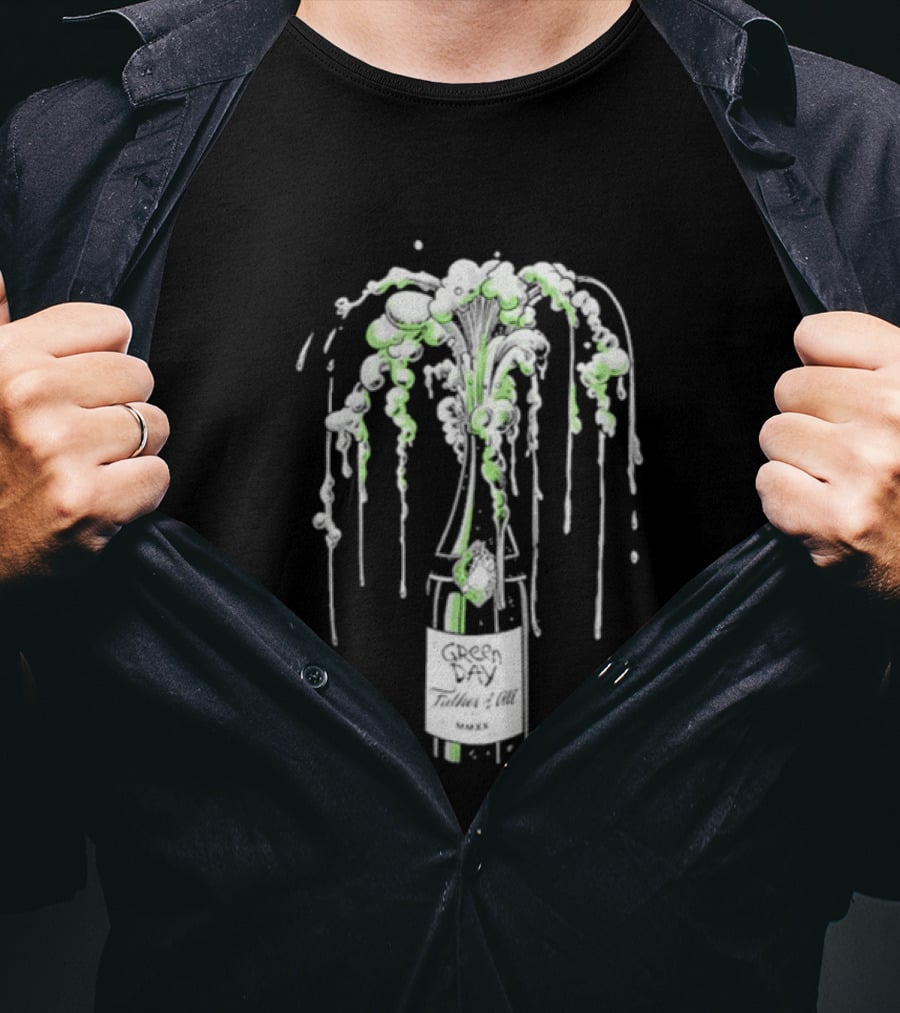 Green Day Father Of All Champagne Unicorn Bottle Burst T-Shirt