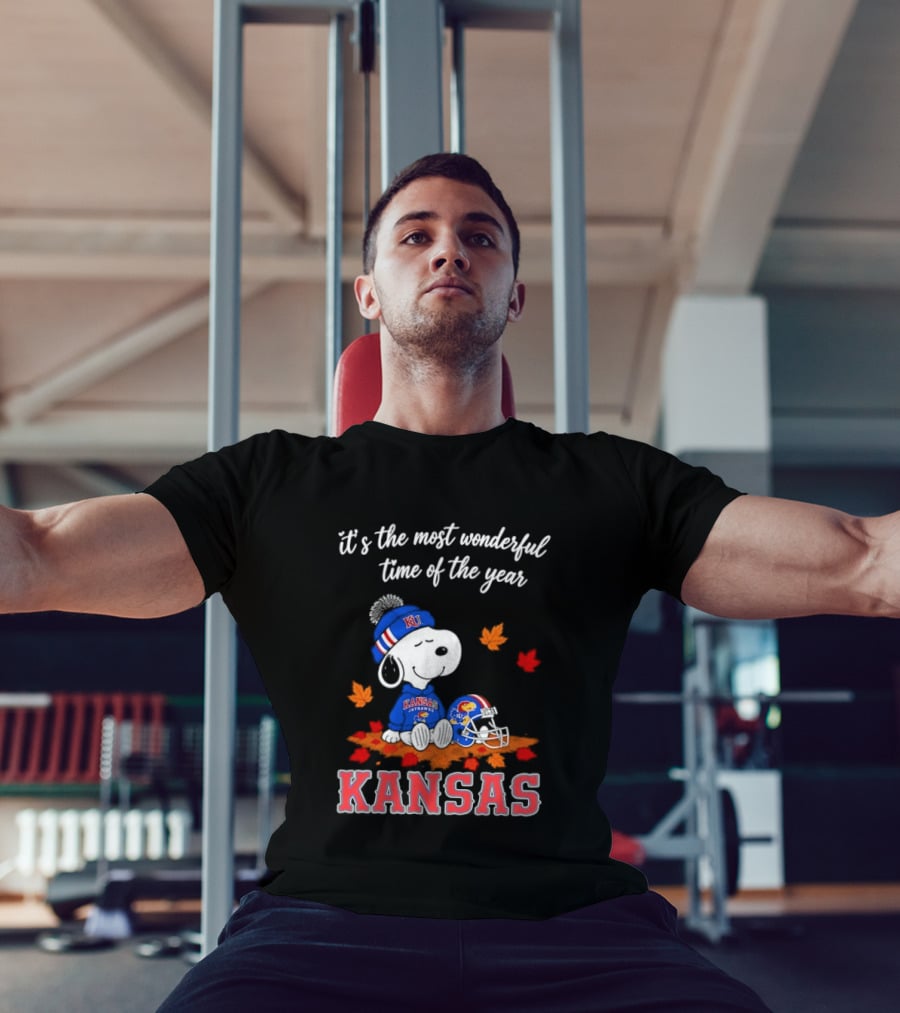 Kansas Jayhawks Snoopy It's The Most Wonderful Time Of The Year T-Shirt