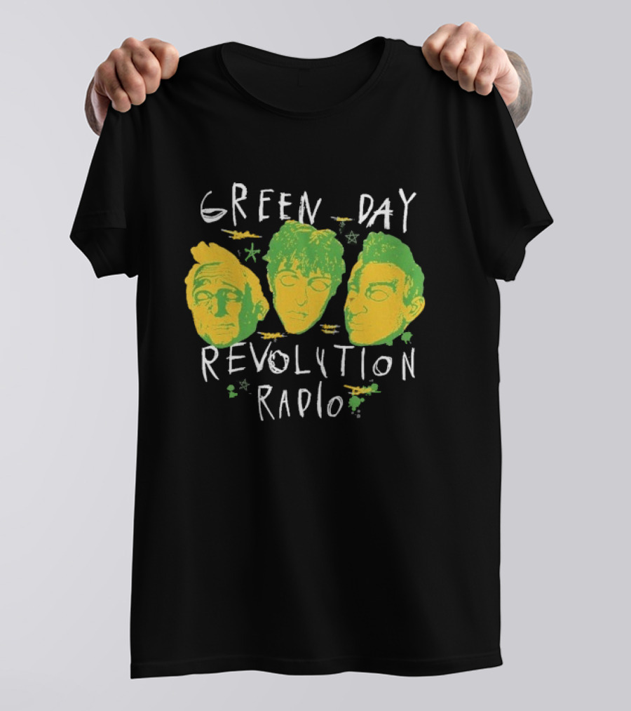 Green Day Revolution Radio Scribble Mask Faces T-Shirt