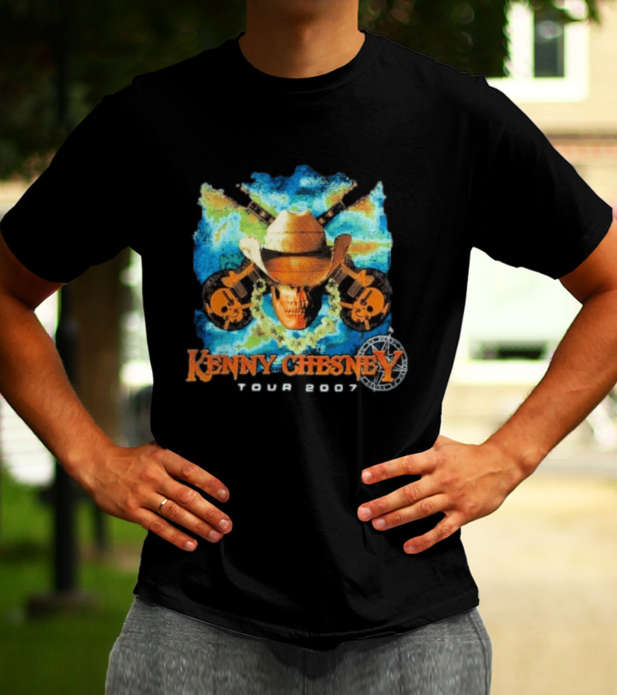 Kenny Chesney Tour 2007 Skull Cowboy Hat Guitar T-Shirt