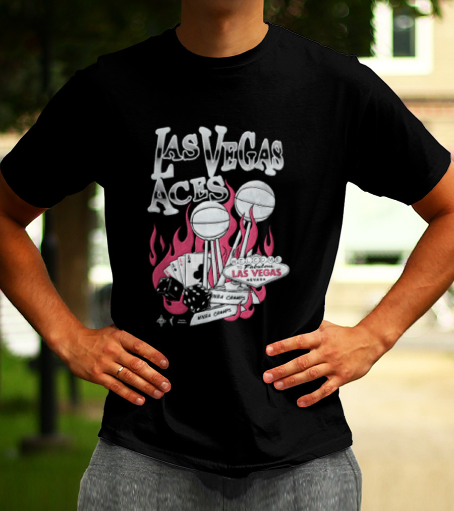 Las Vegas Aces Twice As Hot Dice And Flaming Cards T-Shirt