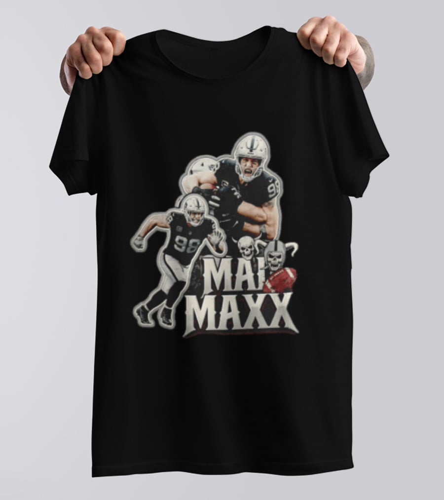 Las Vegas Raiders Maxx Crosby Mad Maxx Skulls Football T-Shirt