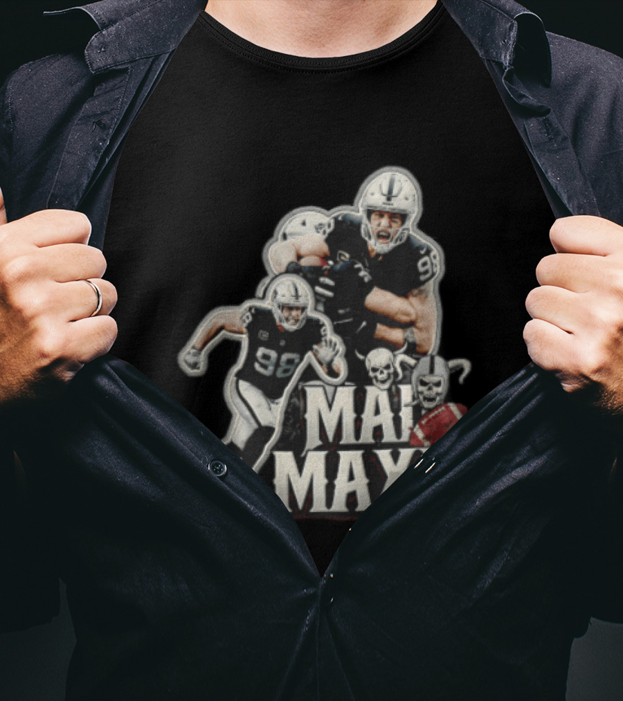 Las Vegas Raiders Maxx Crosby Mad Maxx Skulls Football T-Shirt