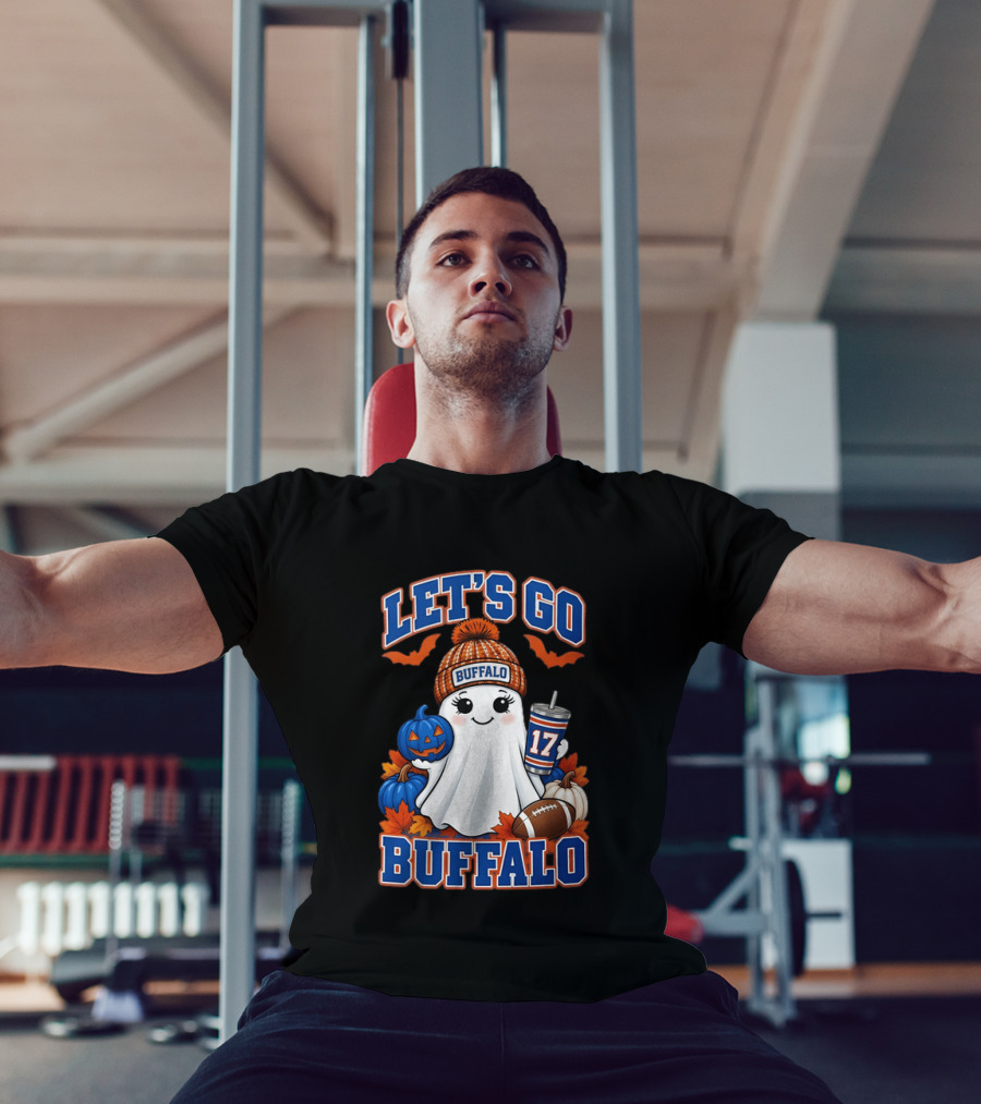 Let's Go Buffalo Halloween Ghost Football Festive Pumpkins 2026 T-Shirt