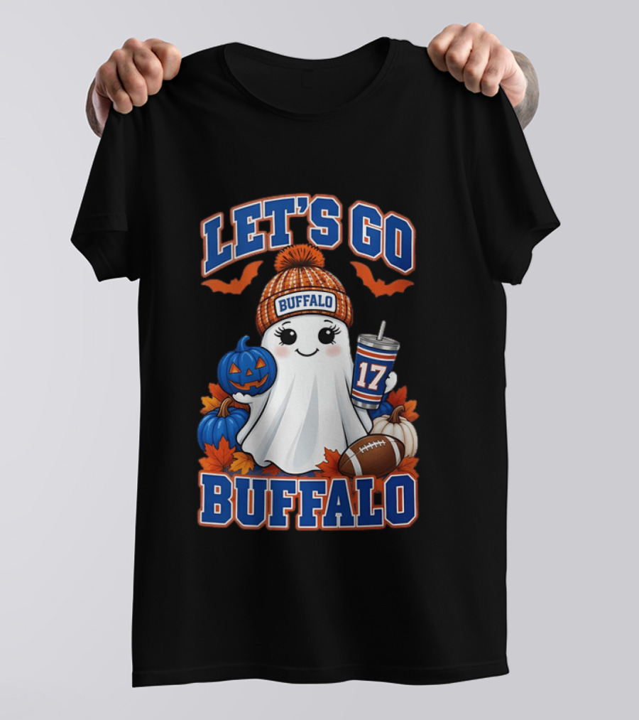 Let's Go Buffalo Halloween Ghost Football Festive Pumpkins 2026 T-Shirt