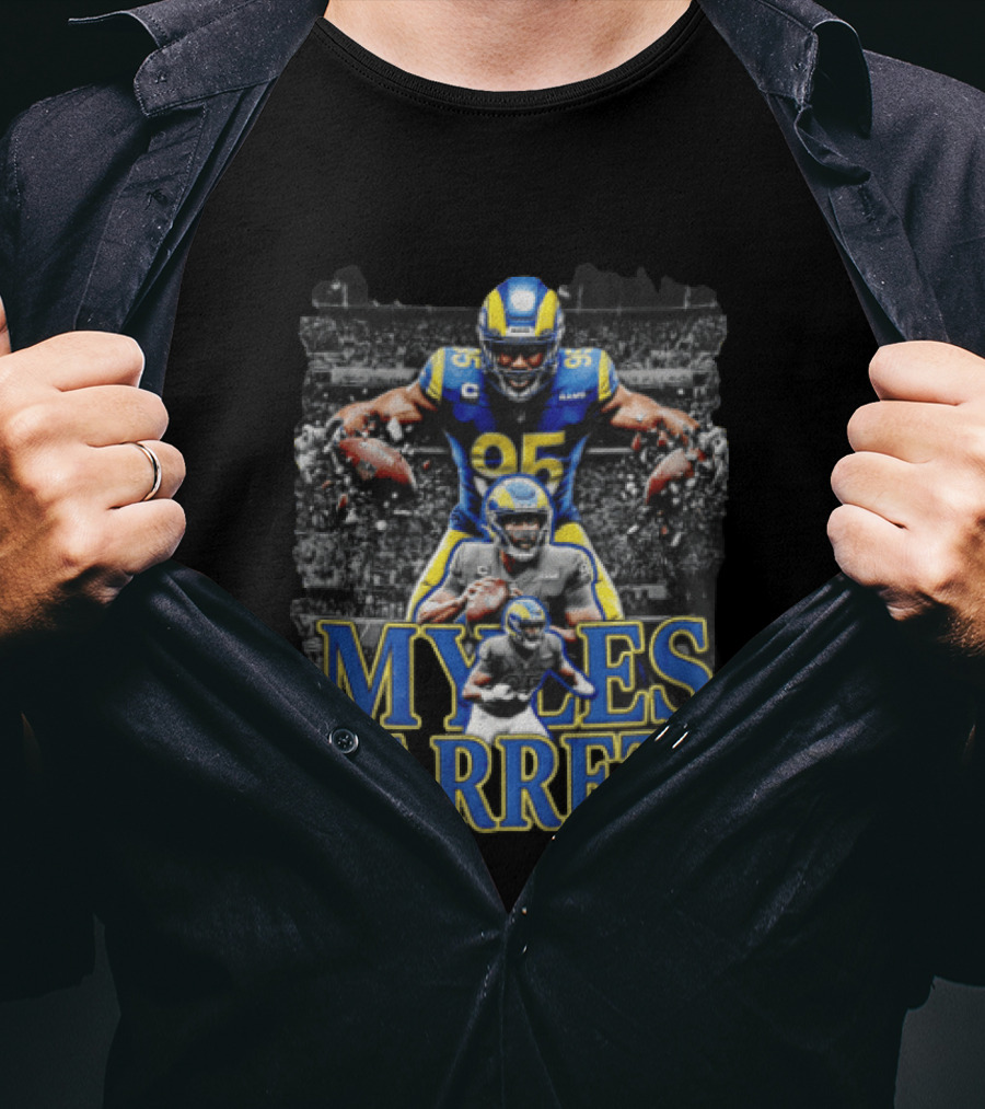 Los Angeles Rams Myles Garrett Football Player Collage Three Poses T-Shirt