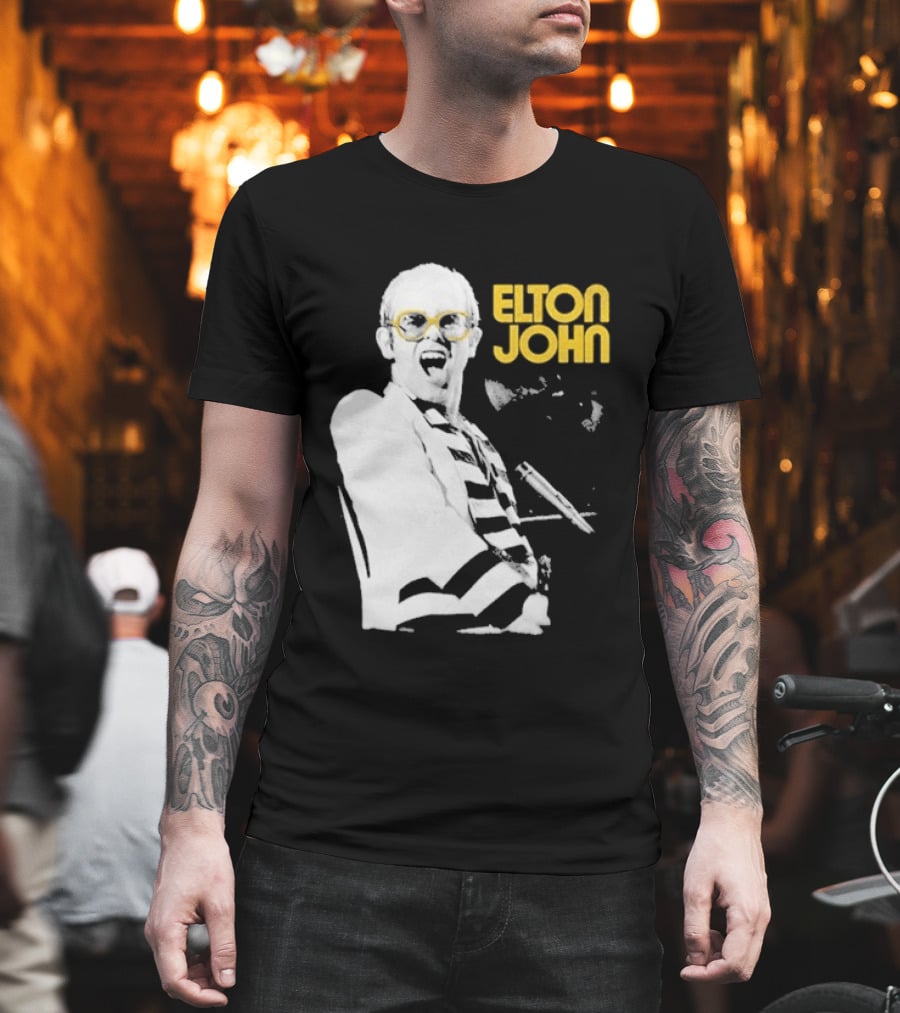 Elton John Classic Concert Series Iconic Glasses And Microphone T-Shirt